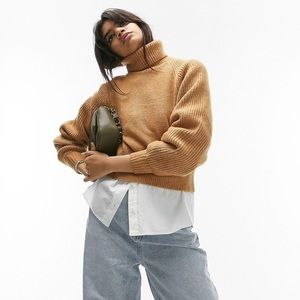 Topshop Camel Brown Turtleneck Sweater New With Tags